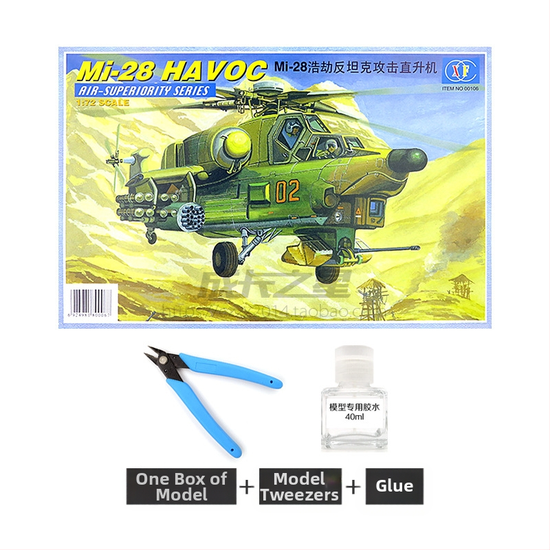 Mi-28 Havoc kariniai sraigtasparnis žaislas, mastelis 1:72, judančios dalys, surinkimas nereikalingas