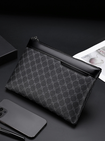 Pánska PU clutch taška – jednofarebná, polyesterová podšívka, na obchodné cesty