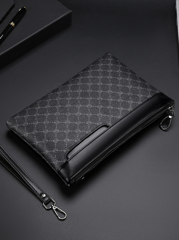 Αντρική clutch τσάντα από PU – Μονόχρωμη, επένδυση πολυεστέρα, για επιχειρηματικά ταξίδια