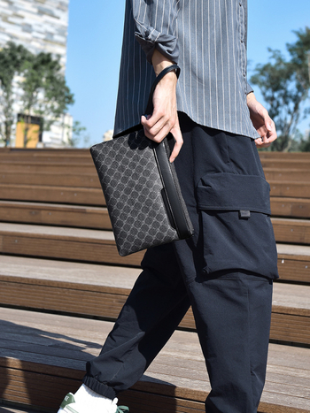 Αντρική clutch τσάντα από PU – Μονόχρωμη, επένδυση πολυεστέρα, για επιχειρηματικά ταξίδια