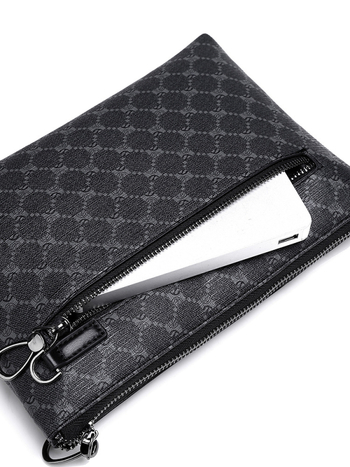 Αντρική clutch τσάντα από PU – Μονόχρωμη, επένδυση πολυεστέρα, για επιχειρηματικά ταξίδια