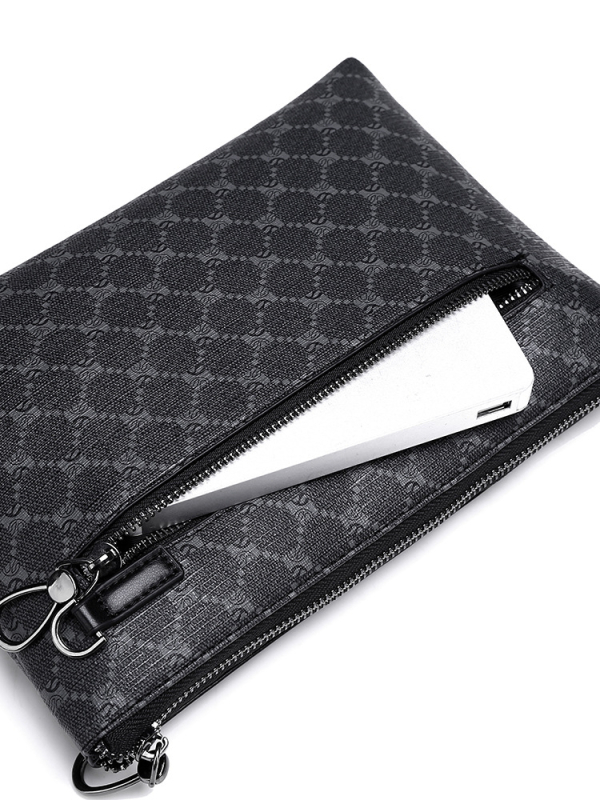 Pánska PU clutch taška – jednofarebná, polyesterová podšívka, na obchodné cesty