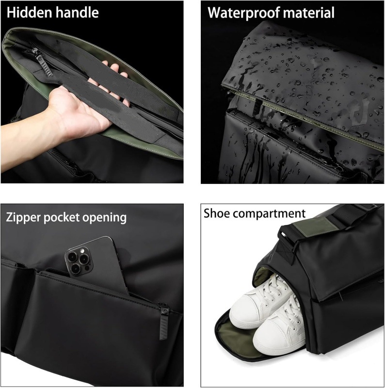 Torba za rame s kapacitetom 20–35 L, PU materijal, vodootporna, jednobojna, gradski minimalistički stil