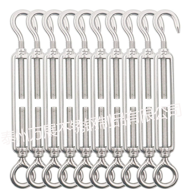 10 τεμ. τάσης από ανοξείδωτο ατσάλι 304 με διπλό μάτι — βαρέως τύπου περιστρεφόμενος σφιγκτήρας για κήπο, σχοινιά και πανιά σκίασης