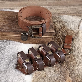 Viduramžių alchemijos magiškas butelių diržo komplektas su pakabinta kišene, Šiaurės Viking stiliaus retro cosplay rekvizitas • Suaugusiems • Pavasaris 2024 • Prekė Think about it