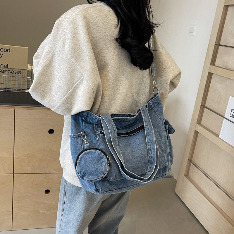 Pamut vödrös táska, városi egyszerűség, 2025 tavasz bemutató, cipzár, belső telefonzseb