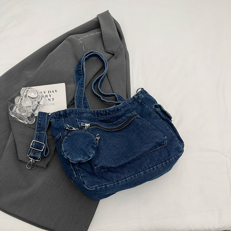 Pamut vödrös táska, városi egyszerűség, 2025 tavasz bemutató, cipzár, belső telefonzseb