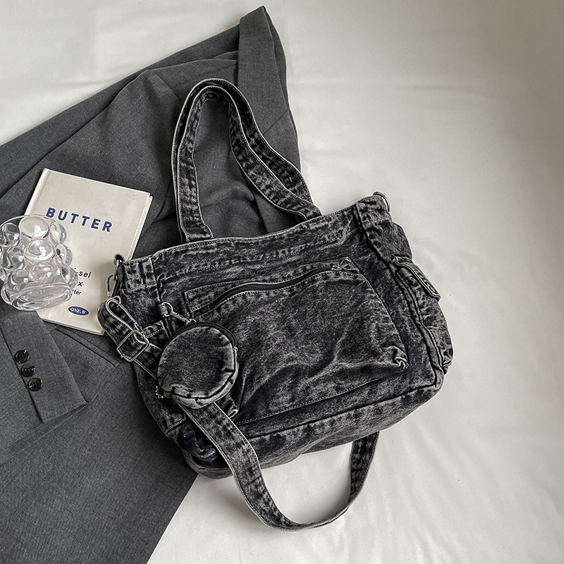 Pamut vödrös táska, városi egyszerűség, 2025 tavasz bemutató, cipzár, belső telefonzseb