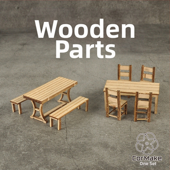 Ke Zuo Ξύλινο Σετ Τραπεζιού και Καρεκλών για Στατικά Μοντέλα Σκηνικού, Κατάλληλο για Ηλικίες 15-35