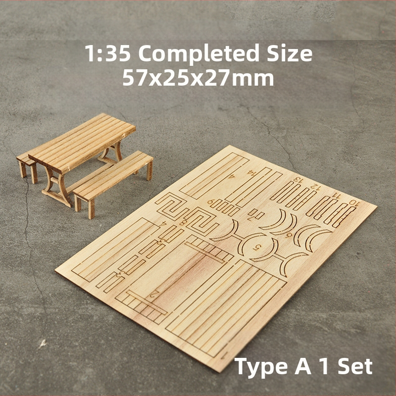 Ke Zuo Ξύλινο Σετ Τραπεζιού και Καρεκλών για Στατικά Μοντέλα Σκηνικού, Κατάλληλο για Ηλικίες 15-35