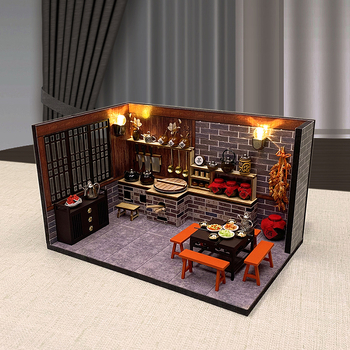 Дървен DIY комплект за сглобяем модел на къща — батерийно захранване, OEM персонализиране на лого, подходящ за деца 7–14 г., строителен модел играчка