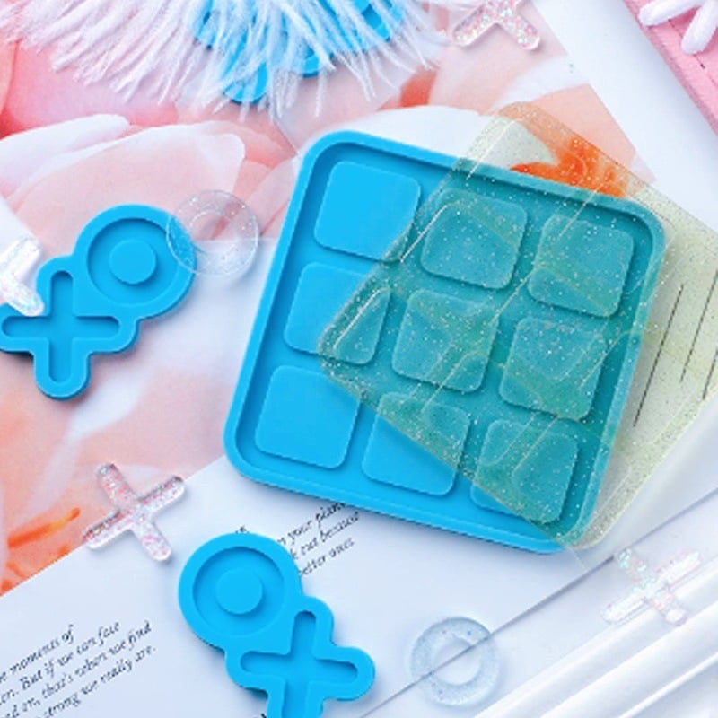 Formă circulară din silicon pentru piese XO tic-tac-toe, proiecte DIY cu rășină