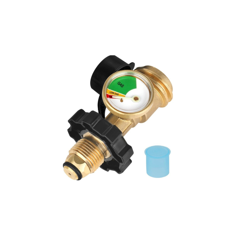 Vario dujų jungtis su POL sriegiais ir slėgio matuokliu — Amerikos QCC adapteris, Šiaurės Amerikos standarto sąsaja, SKU03037