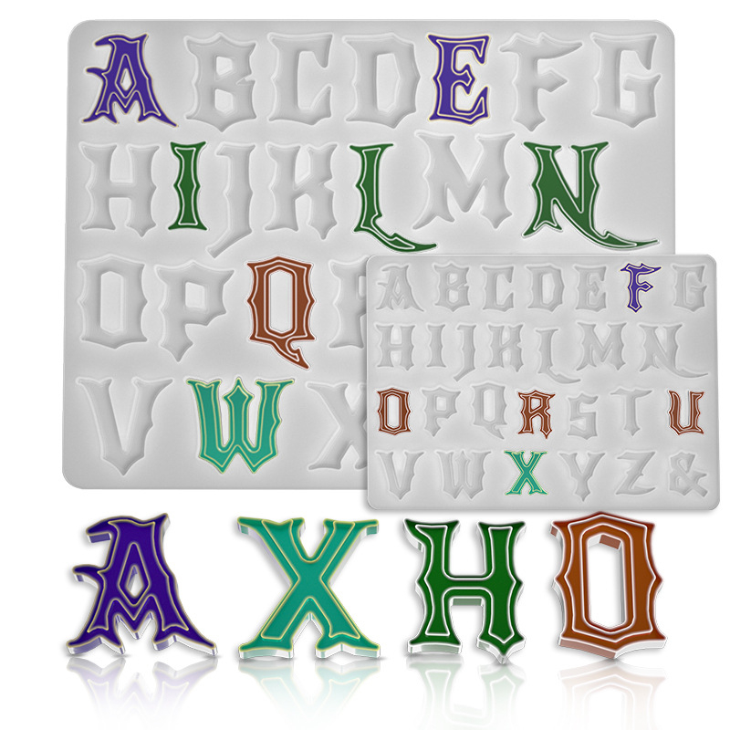 Silicone mold 26 anglų raidžių pakabukams – netaisyklingo dizaino forma, epoksidinio kristalo DIY, veidrodinis paviršius, lengva išimti iš formos