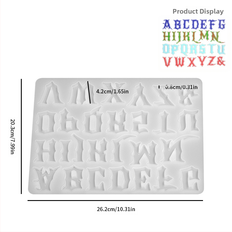 Silicone mold 26 anglų raidžių pakabukams – netaisyklingo dizaino forma, epoksidinio kristalo DIY, veidrodinis paviršius, lengva išimti iš formos