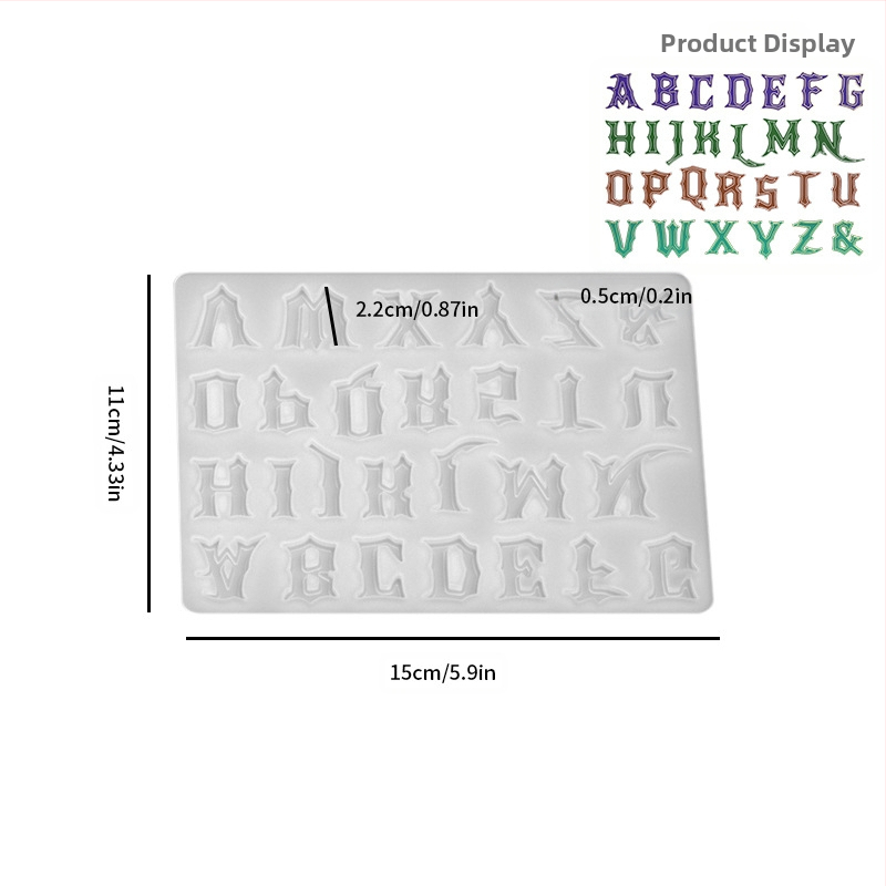 Silicone mold 26 anglų raidžių pakabukams – netaisyklingo dizaino forma, epoksidinio kristalo DIY, veidrodinis paviršius, lengva išimti iš formos