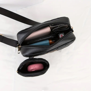 Ženski dvodijelni crossbody set — gradski minimalistički stil, PU koža, vodoravni kvadratni oblik, zatvarač, džep za mobitel