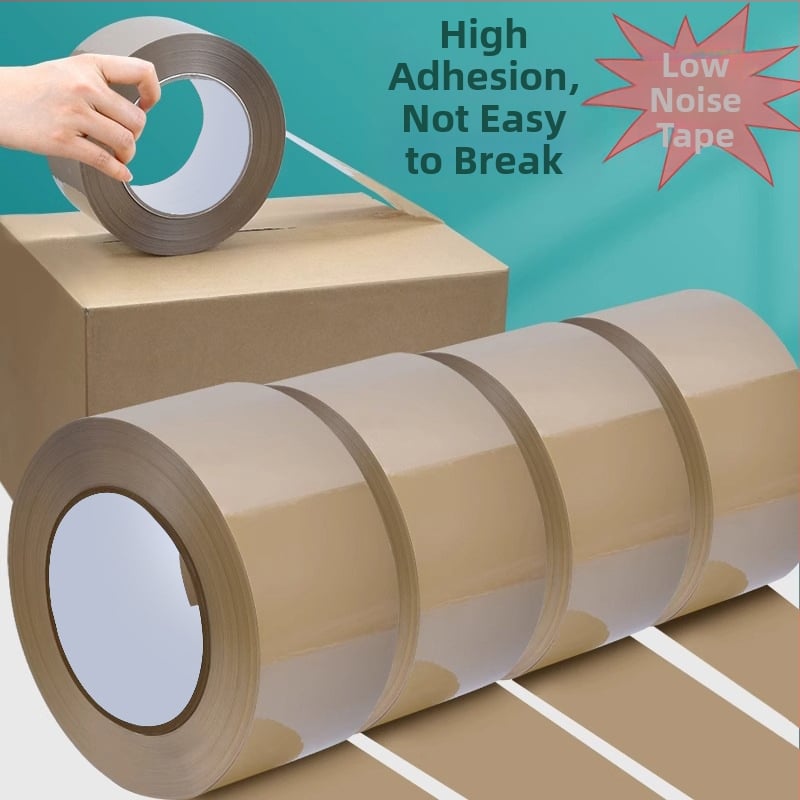 Iepakošanas lenta ar zemu trokšņa līmeni, BOPP pamatmateriāls, biezums 50U, karstumizturīga līme, viskozitāte 100 N/m, temperatūras diapazons -10 līdz 60°C