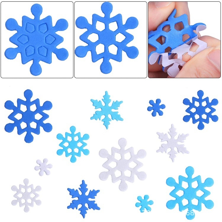 DIY пенени коледни стикери – самозалепващи снежинки и снежен човек, 500 бр за детски коледни занаяти