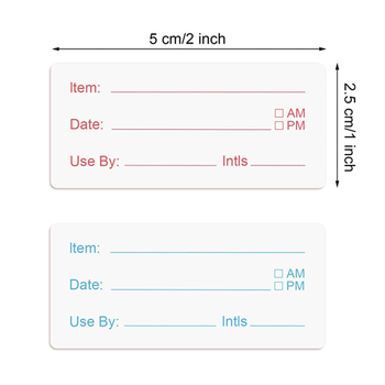 Kuhinjske oznake datuma za označavanje hladnjaka – pravokutne, bakrena ploča s ljepilom, ljepilo za topljenje, Glassine podloga, otpornost 65°C