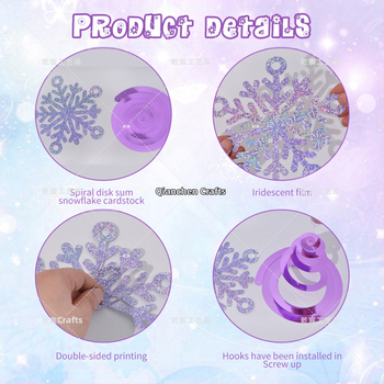 Decorațiune suspendată fulg de zăpadă pentru Crăciun — hârtie, ambalaj OPP cu card de spate, personalizare disponibilă, potrivită pentru Crăciun