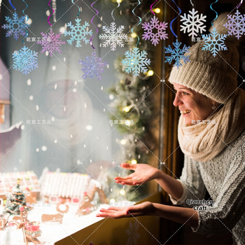 Decorațiune suspendată fulg de zăpadă pentru Crăciun — hârtie, ambalaj OPP cu card de spate, personalizare disponibilă, potrivită pentru Crăciun