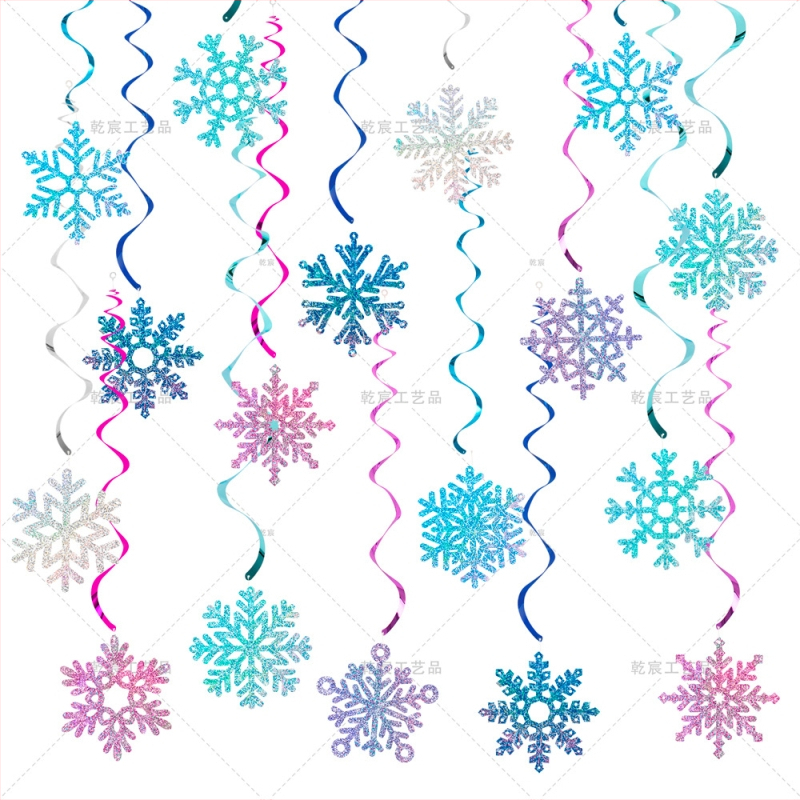 Коледна висяща снежинкова украса — хартия, OPP торба + задна карта, възможност за персонализация, подходяща за Коледа