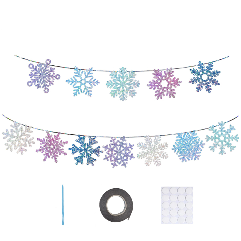 Decorațiune suspendată fulg de zăpadă pentru Crăciun — hârtie, ambalaj OPP cu card de spate, personalizare disponibilă, potrivită pentru Crăciun