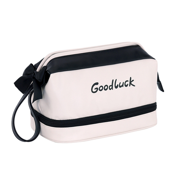 Kozmetikai táska kettős rekeszes kialakítással, PU külső, poliészter bélés, vízálló