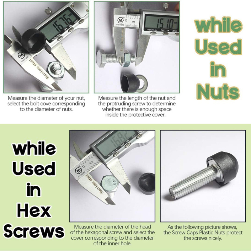 Нилоново куполно капаче за шестоъглена гайка, комплект 160 бр., пластмасово, стандарт GB6170-86, клас B