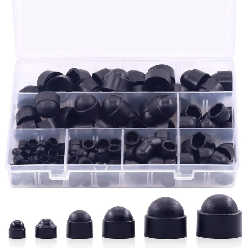 Nylon kupolás hatszögletű csavaranya sapka készlet, 160 db, műanyag, GB6170-86, B osztály