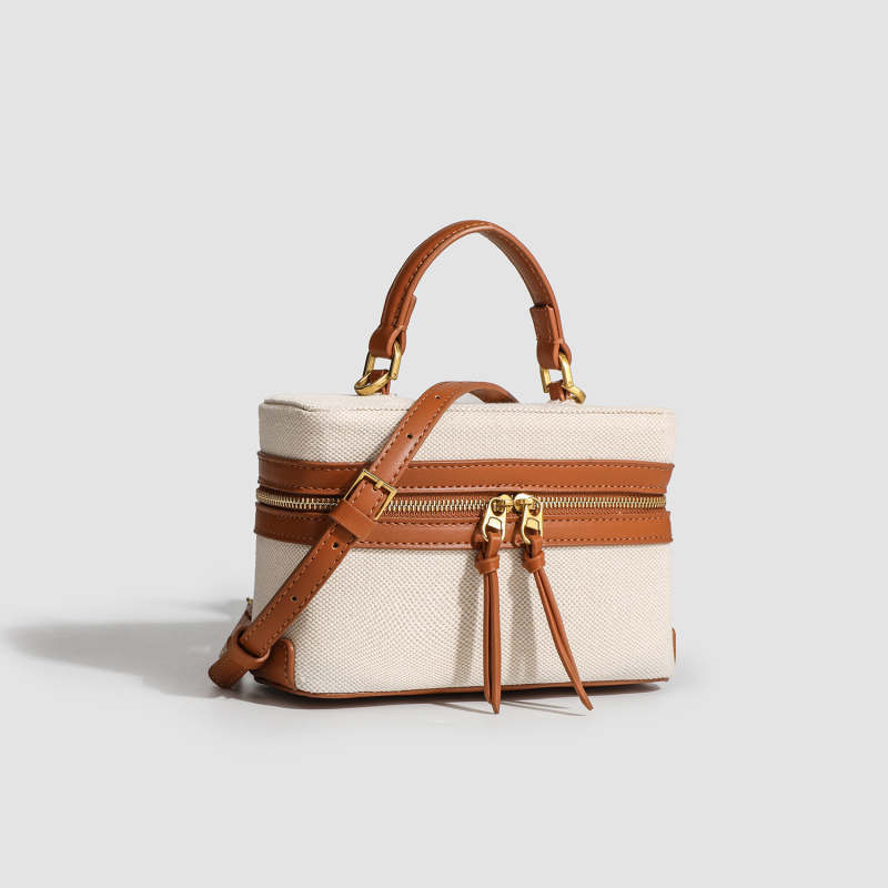 Kanvas patchwork doboztáska fedéllel, városi egyszerű stílus, crossbody ebédtáska