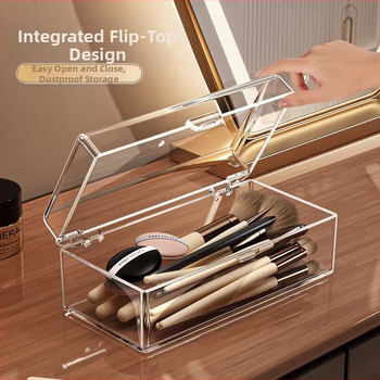 Chuchuan διαφανής προστατευτικός επιτραπέζιος οργανωτής καλλυντικών με διαμερίσματα για σφουγγάρι πούδρας, cushion, beauty egg και πινέλα μακιγιάζ