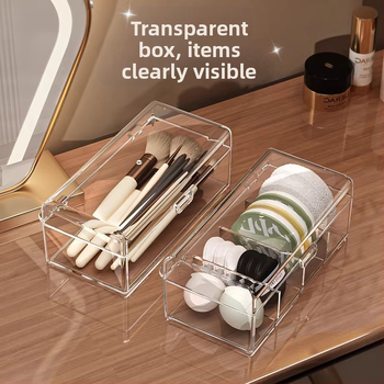Chuchuan διαφανής προστατευτικός επιτραπέζιος οργανωτής καλλυντικών με διαμερίσματα για σφουγγάρι πούδρας, cushion, beauty egg και πινέλα μακιγιάζ