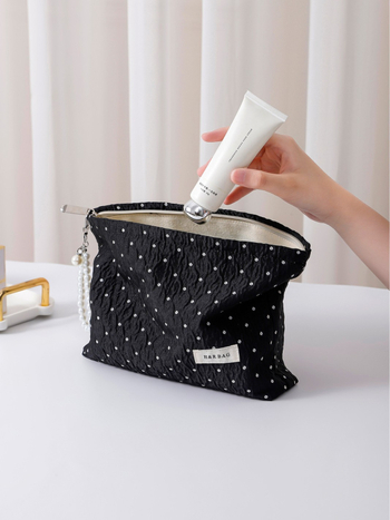 Козметична чанта от платно с флорален принт, ръчно държана за пътуване