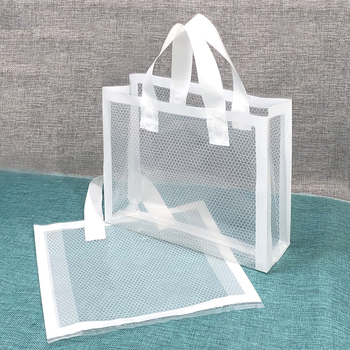 Skaidri plastikinė dovanų maišelė su dviejų sluoksnių storumu 12 siūlų, skirta dovanų įpakavimui, dienos gamyba 10 000 vnt