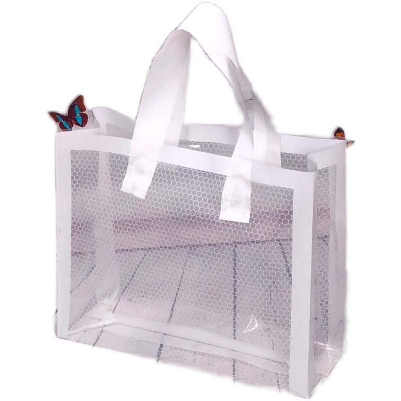 Skaidri plastikinė dovanų maišelė su dviejų sluoksnių storumu 12 siūlų, skirta dovanų įpakavimui, dienos gamyba 10 000 vnt