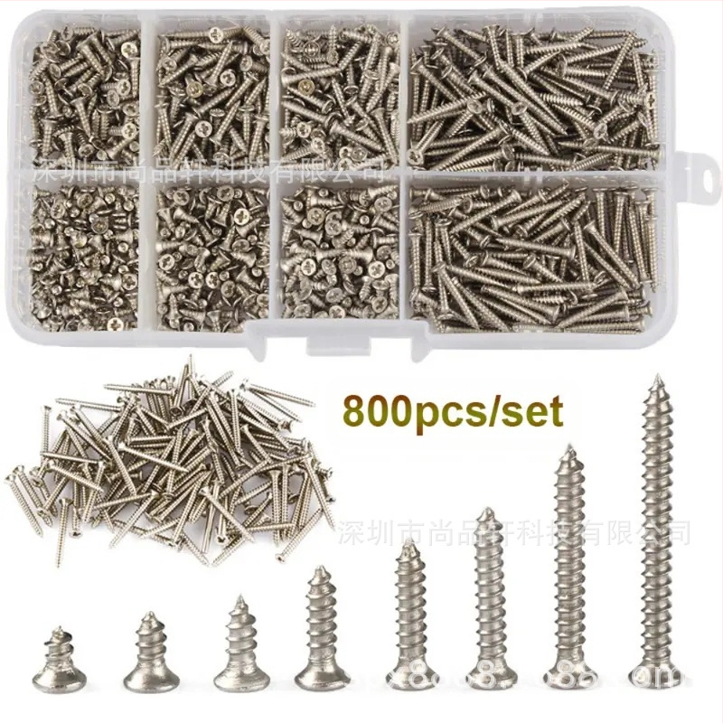 Комплект самонарезни винтове с конусна глава, 1006 въглеродна стомана, стандарт UNI 8119