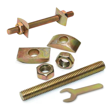 Ágy melletti összeszerelő készlet hex kulccsal, félholding alakú alátét, hex sapka és teljes menetes rúd – 4 az 1-ben (TD, NF E25-414-2004, Plain carbon steel, Class A)