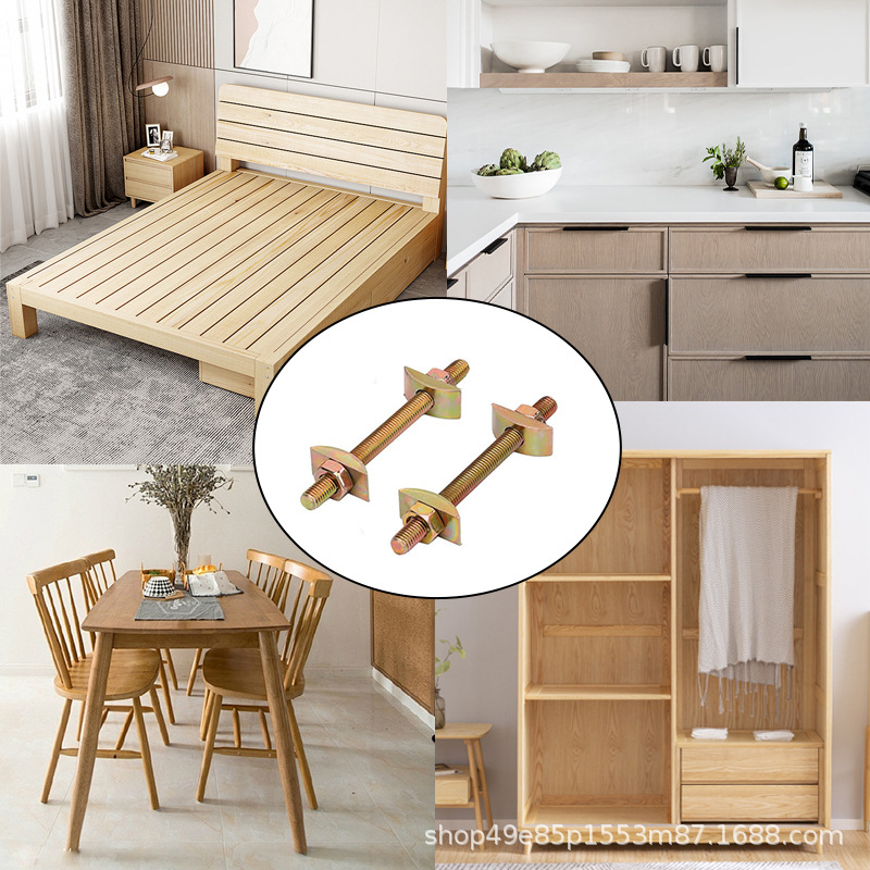 Комплект за монтаж към нощното шкафче: шестогълен ключ, лунна шайба, шестоглав капак и пълен резбован прът – 4 в 1 (TD, NF E25-414-2004, Plain carbon steel, Class A)