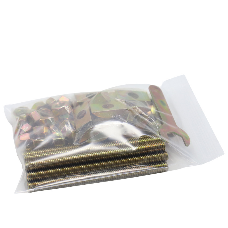 Комплект за монтаж към нощното шкафче: шестогълен ключ, лунна шайба, шестоглав капак и пълен резбован прът – 4 в 1 (TD, NF E25-414-2004, Plain carbon steel, Class A)