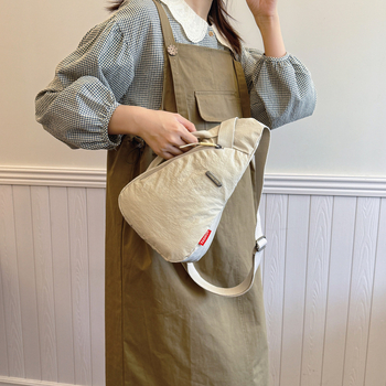 Nailoninis pečių krepšys Crescent stiliaus su užtrauktuku, kišenė telefonui, vertikalus kvadrato formos