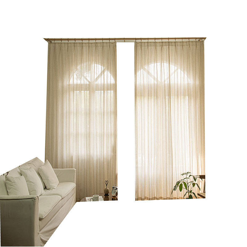 Japonų stiliaus skaidri dirbtinio lino užuolaida su džakardo audimu – dekoratyvi, modernus minimalistinis stilius; svetainė, miegamasis, biuras, restoranas, įėjimas, balkonas