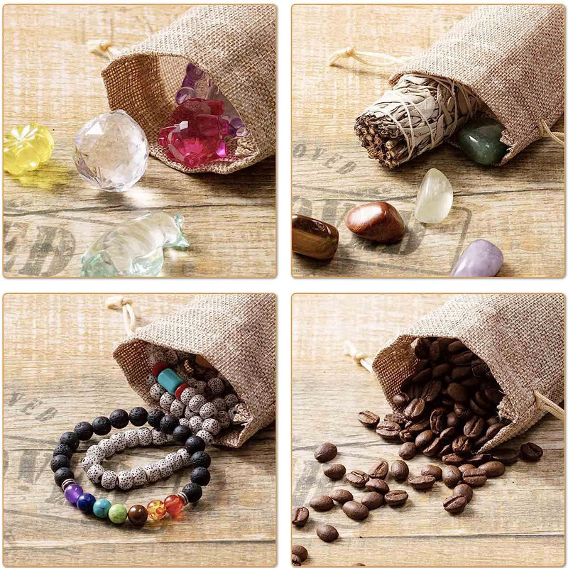 Комплект от 30 ленени торбички с връзка от конопено въже, печат на лого, силик скрийн печат