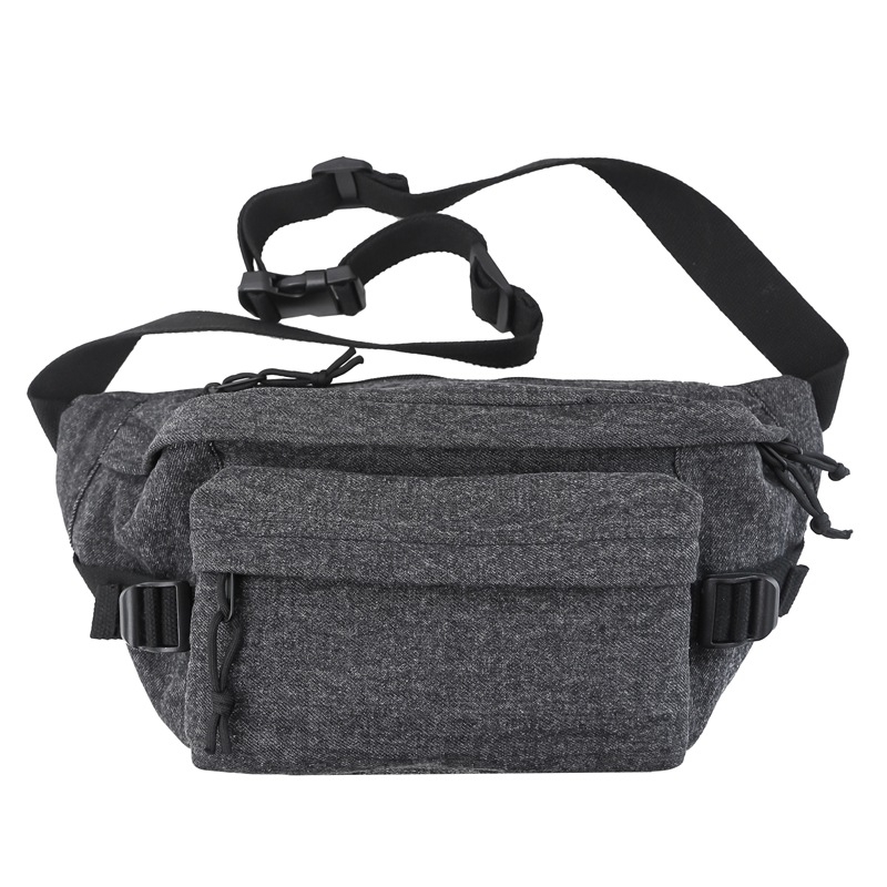 Denim chest bag dumpling oblik za slobodno vrijeme/putovanja, zatvarač, laminirana unutarnja džep, poliester podstava