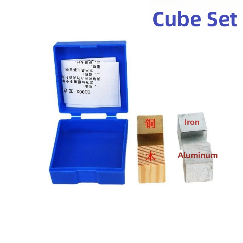 Prístroj na fyziku pre gymnázium - Sada kubických a valcových skupín, Vzťah hmota–hustota, Kovová konštrukcia, 100 sád v balení