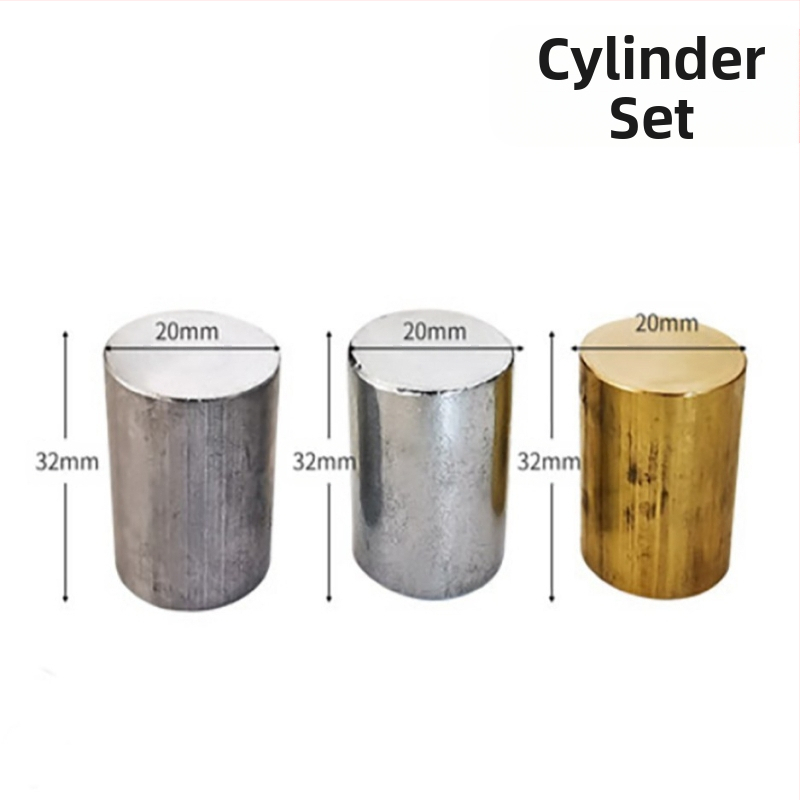 Prístroj na fyziku pre gymnázium - Sada kubických a valcových skupín, Vzťah hmota–hustota, Kovová konštrukcia, 100 sád v balení