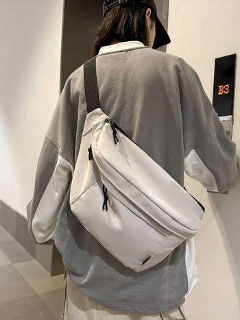 Sportos crossbody táska uniszex, nylon, utcai stílus, poliészter bélés, cipzárral záródó, belső cipzáras rekesz és telefontok, fedeles táska, BF181160, tavasz 2025