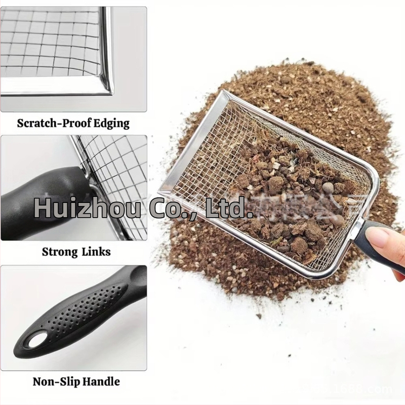 Nerūdijančio plieno sodo sietelis-lapta, skirta žemės, smėlio ir komposto sijojimui