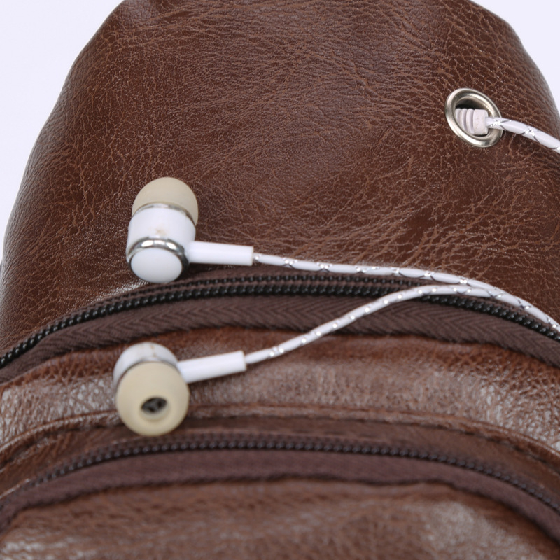 Férfi chest bag – PU bőr, cipzár, vízálló, poliészter bélés, függőleges négyzet alakú (RX-1144)